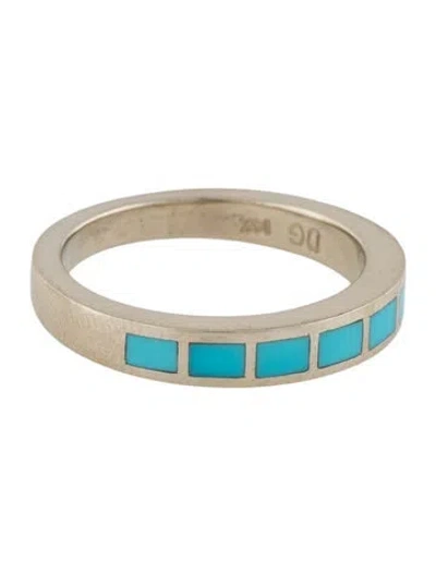 Pre-owned Ring 14k Turquoise Inlay Band  In Multicolor