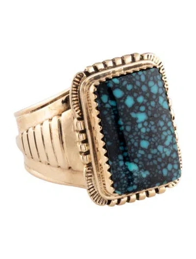 Pre-owned Ring 14k Turquoise Signet  In Multicolor