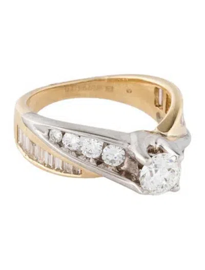 Pre-owned Ring 14k Two-tone 1.70ctw Diamond Crossover Cocktail  In Multi