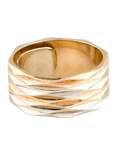 Pre-owned Ring 14k Two-tone Geometric Band In Multi