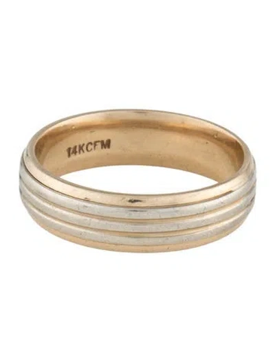 Pre-owned Ring 14k Two-tone Ridged Band In Multicolor