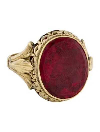 Pre-owned Ring 14k Vintage Synthetic Ruby Cocktail  In Multicolor