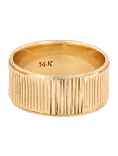 Pre-owned Ring 14k Wide Grooved Band In Multicolor