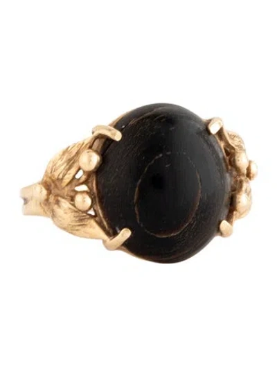 Pre-owned Ring 14k Wood Cocktail  In Brown
