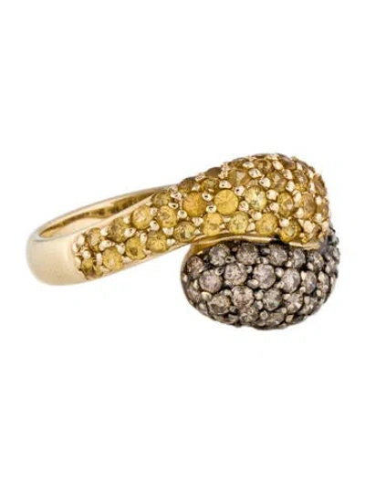 Pre-owned Ring 14k Yellow Sapphire & Diamond Band In Multi