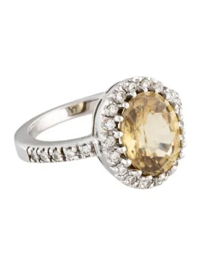 Pre-owned Ring 14k Zircon & Diamond Cocktail  In Multicolor