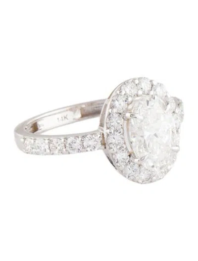 Pre-owned Ring 1.59ct Lab-grown Diamond Halo Engagement  In Multi