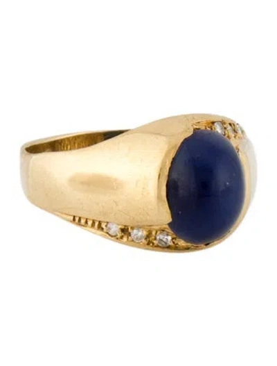 Pre-owned Ring 16k 3.61ctw Synthetic Star Sapphire & Diamond Band  In Multicolor