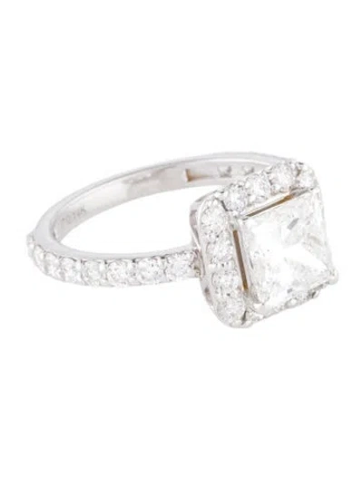 Pre-owned Ring 1.76ct Lab-grown Diamond Halo Engagement  In Multi