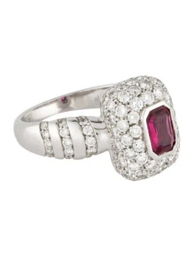Pre-owned Ring 18k 0.90ct Thai Ruby & Diamond Cocktail  In Multi