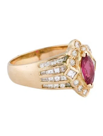 Pre-owned Ring 18k 1.00ctw Diamond & Ruby Cocktail  In Multi