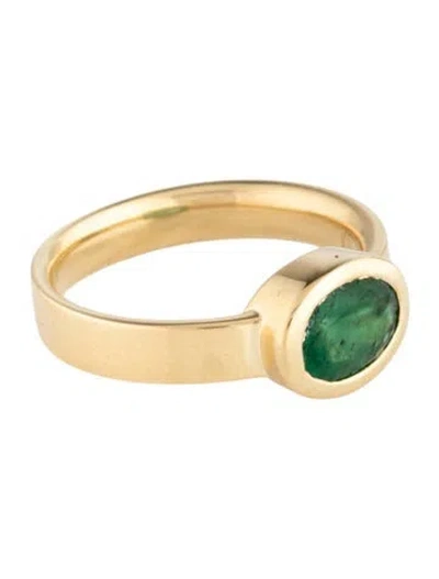 Pre-owned Ring 18k 1.01ct Emerald Cocktail  In Multicolor