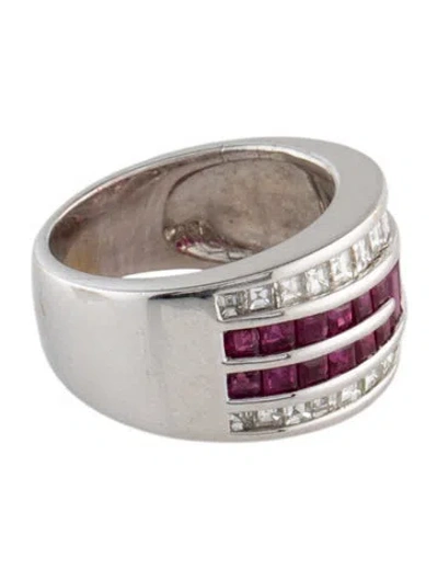 Pre-owned Ring 18k 1.01ctw Ruby & Diamond Band In Multi