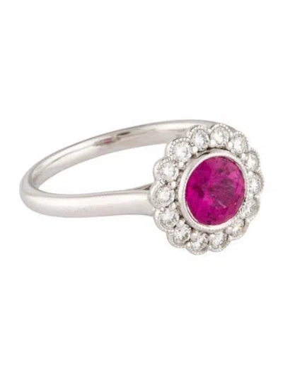 Pre-owned Ring 18k 1.02ct Ruby & Diamond Cocktail  In Multi