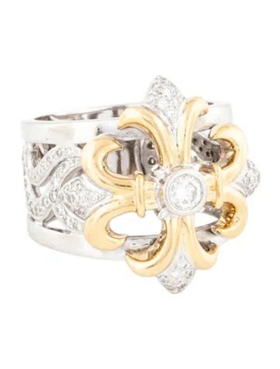 Pre-owned Ring 18k 1.03ctw Diamond Fleur De Lis  In Multicolor