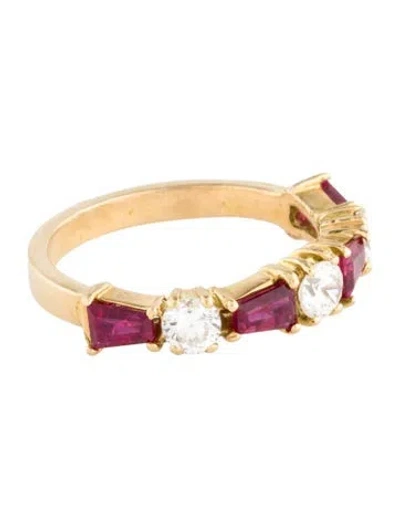 Pre-owned Ring 18k 1.03ctw Ruby & Diamond Band In Multi