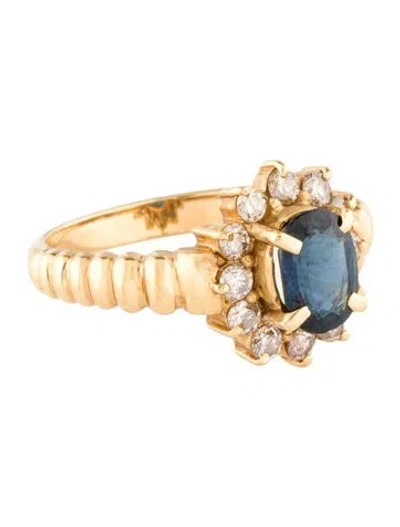 Pre-owned Ring 18k 1.04ct Sapphire & Diamond Cocktail  In Multi