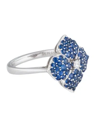 Pre-owned Ring 18k 1.04ctw Sapphire & Diamond Cocktail  In Multi