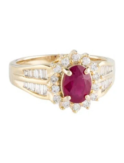 Pre-owned Ring 18k 1.06ct Ruby & Diamond Cocktail  In Multi