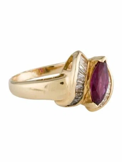 Pre-owned Ring 18k 1.06ct Thai Ruby & Diamond Cocktail  In Multi