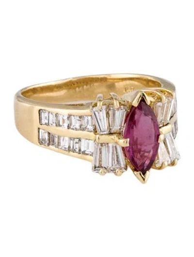 Pre-owned Ring 18k 1.08ct Ruby & Diamond Cocktail  In Multi