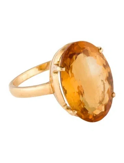 Pre-owned Ring 18k 11.05ct Citrine Cocktail  In Multi