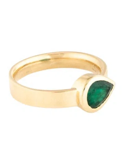 Pre-owned Ring 18k 1.10ct Emerald Cocktail  In Multicolor