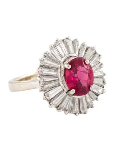 Pre-owned Ring 18k 110ct. Ruby & Diamond Cocktail  In Multi