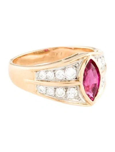 Pre-owned Ring 18k 1.10ct Ruby & Diamond Cocktail  In Multi