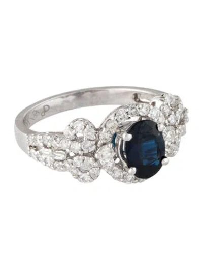 Pre-owned Ring 18k 1.10ct Sapphire & Diamond Cocktail  In Multi