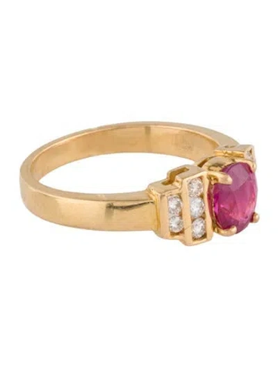 Pre-owned Ring 18k 1.11ct Ruby & Diamond Cocktail  In Multi