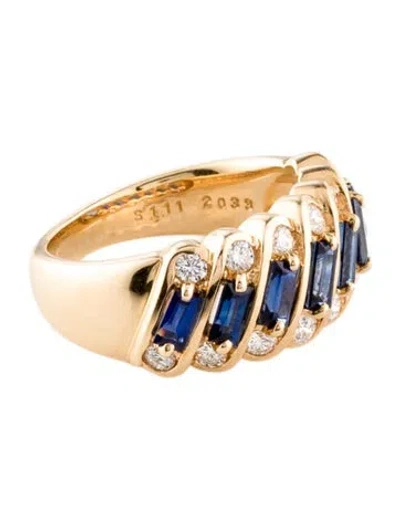 Pre-owned Ring 18k 1.11ctw Sapphire & Diamond Band In Multi