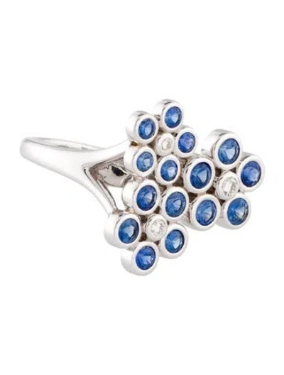 Pre-owned Ring 18k 1.12ctw Sapphire & Diamond Cocktail  In Multi