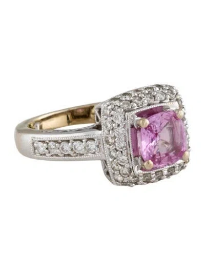 Pre-owned Ring 18k 1.14ct Sapphire & Diamond Cocktail  In Multi