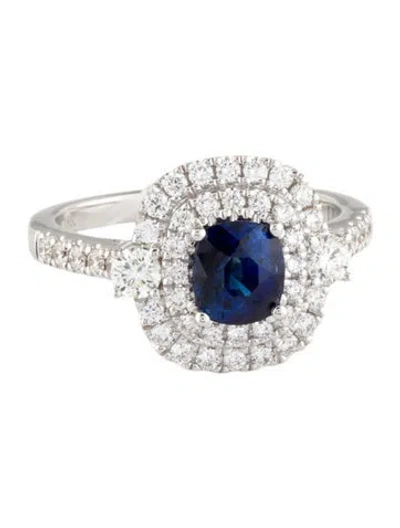 Pre-owned Ring 18k 1.16ct Sapphire & Diamond Cocktail  In Multi