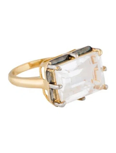 Pre-owned Ring 18k 11.83ct Topaz Cocktail  In Black