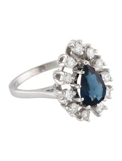 Pre-owned Ring 18k 1.18ct Sapphire & Diamond Cocktail  In Multi