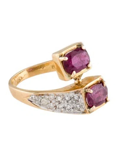 Pre-owned Ring 18k 1.20ctw Ruby & Diamond Bypass  In Multi