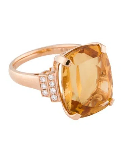 Pre-owned Ring 18k 12.20ctw Citrine & Diamond Cocktail  In Multi