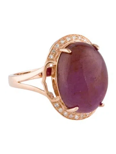 Pre-owned Ring 18k 12.26ct Ruby & Diamond Cocktail  In Multi