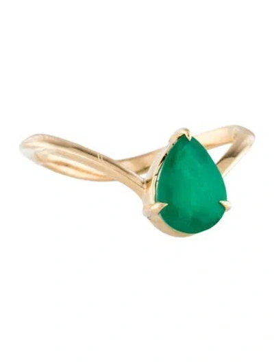 Pre-owned Ring 18k 1.22ct Emerald Cocktail  In Multi