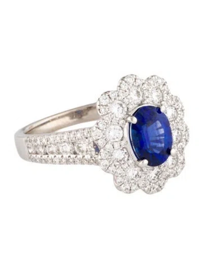 Pre-owned Ring 18k 1.23ct Sapphire & Diamond Cocktail  In Multi