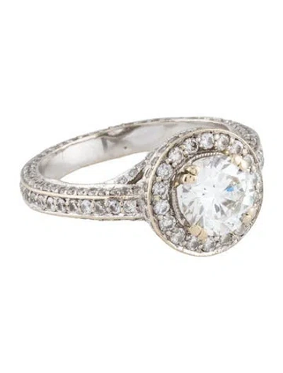 Pre-owned Ring 18k 1.24ct Diamond Engagement  In Multicolor