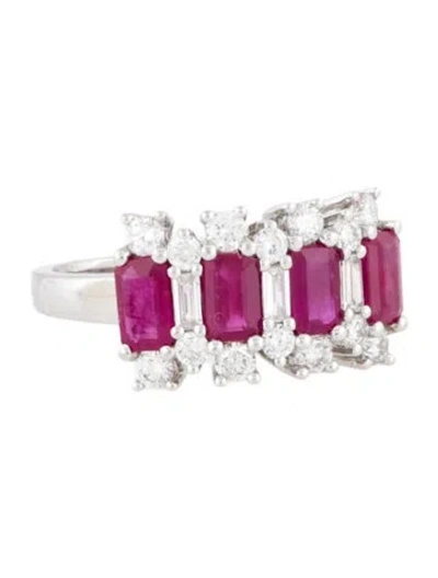 Pre-owned Ring 18k 1.24ctw Ruby & Diamond Four Stone Cocktail  In Multi