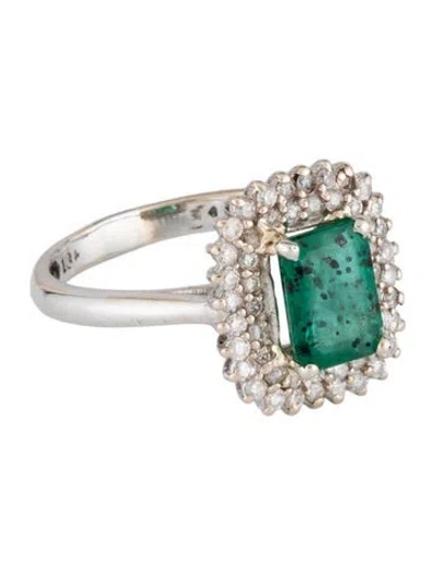 Pre-owned Ring 18k 1.25ct Emerald & Diamond Cocktail  In Multicolor