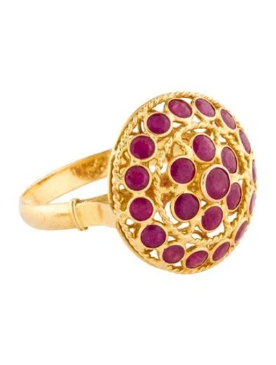 Pre-owned Ring 18k 1.26ctw Ruby Cocktail  In Multi