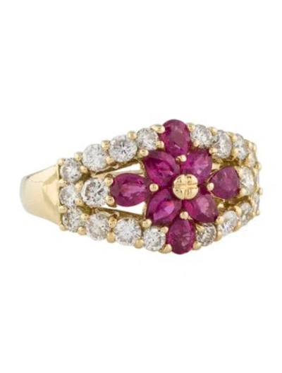 Pre-owned Ring 18k 1.27ctw Ruby & Diamond Band  In Multi