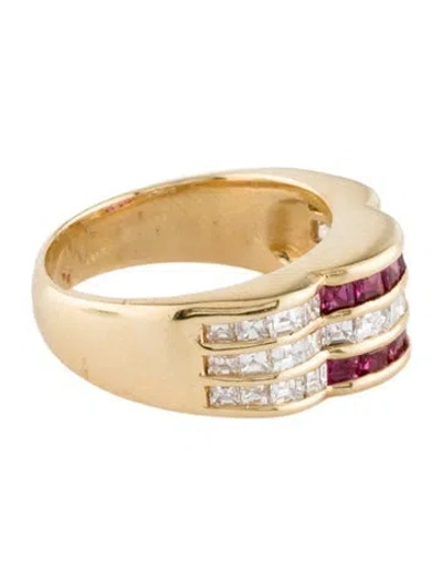 Pre-owned Ring 18k 1.29ctw Diamond & Ruby Cocktail  In Multi