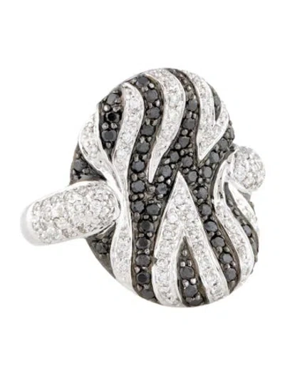 Pre-owned Ring 18k 1.29ctw Diamond Zebra Cocktail  In Multi