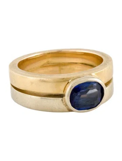 Pre-owned Ring 18k 1.30ct Sapphire Signet  In Multi